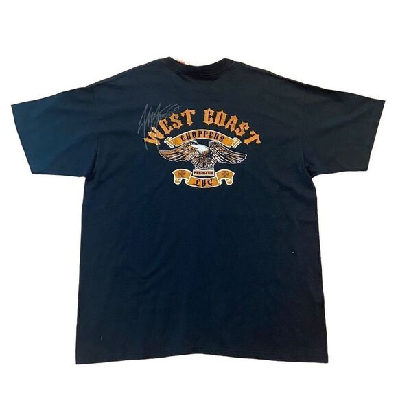 NEW West Coast Choppers JESSE JAMES AUTOGRAPH Black Tee XL Vintage Y2K - Picture 1 of 5